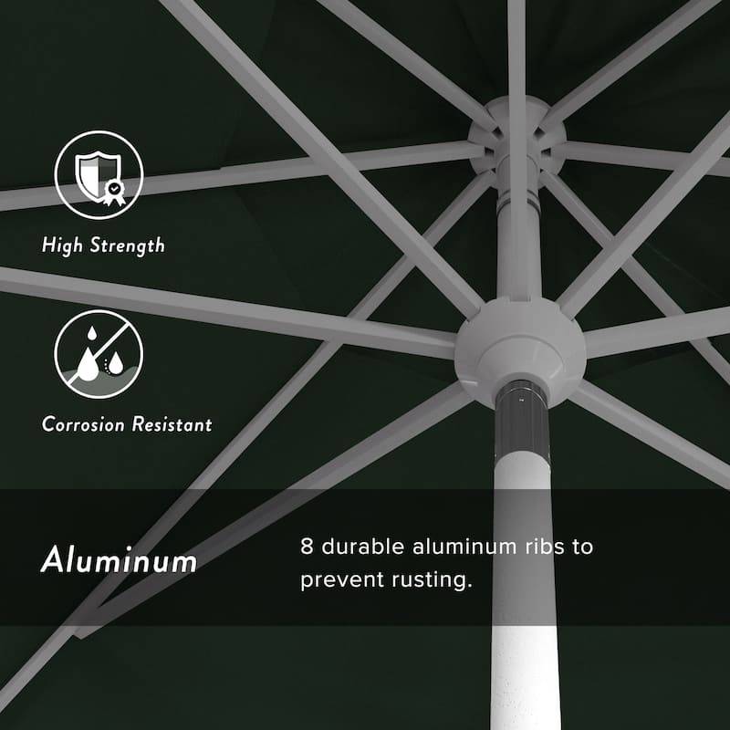 California Umbrella 11' Golden State Series Patio Umbrella White Aluminum Frame Crank Lift Collar Tilt Sunbrella