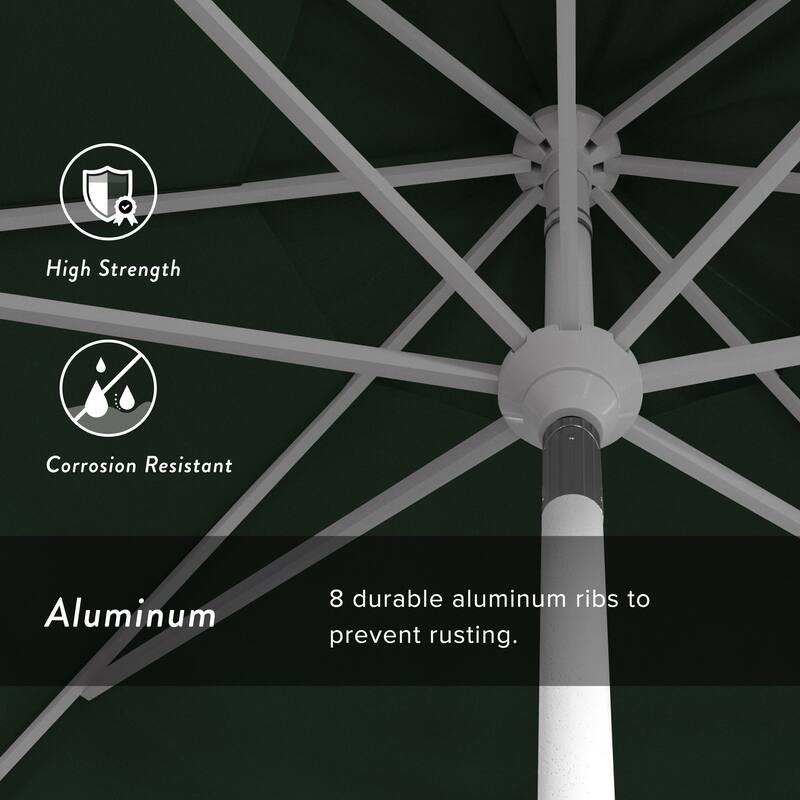 California Umbrella 11' Rd. Aluminum Patio Umbrella, Crank Lift, Collar Tilt, Dbl Wind Vent, White Finish, Sunbrella Fabric