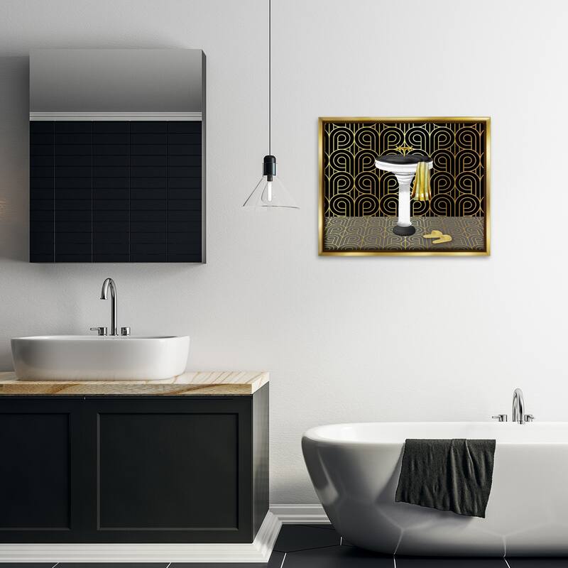 Stupell Bathroom Sink Deco Style Framed Floater Canvas Wall Art Design By Conrad Knutsen