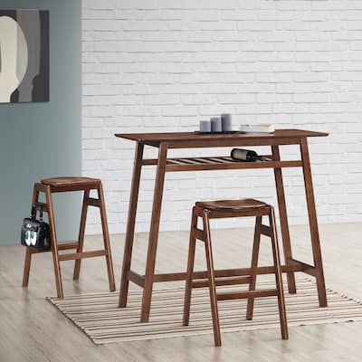 Malvern Wood Pub Table with Faux Leather Upholstered Barstools
