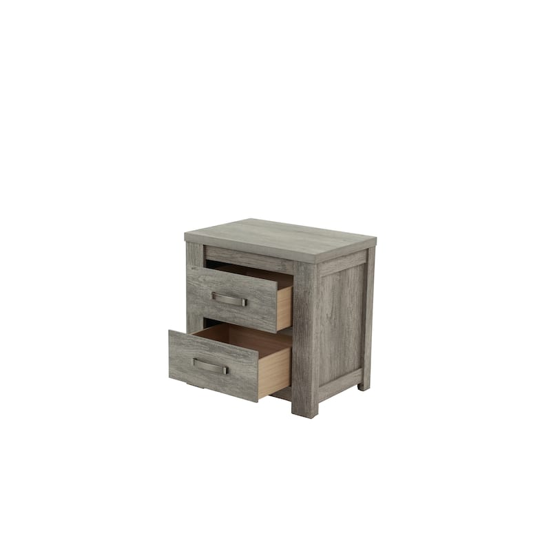 Bedroom Furniture Rustic Light Simple 1pc Nightstand 2-Drawers Bed Side Table Solidwood - Light Grey
