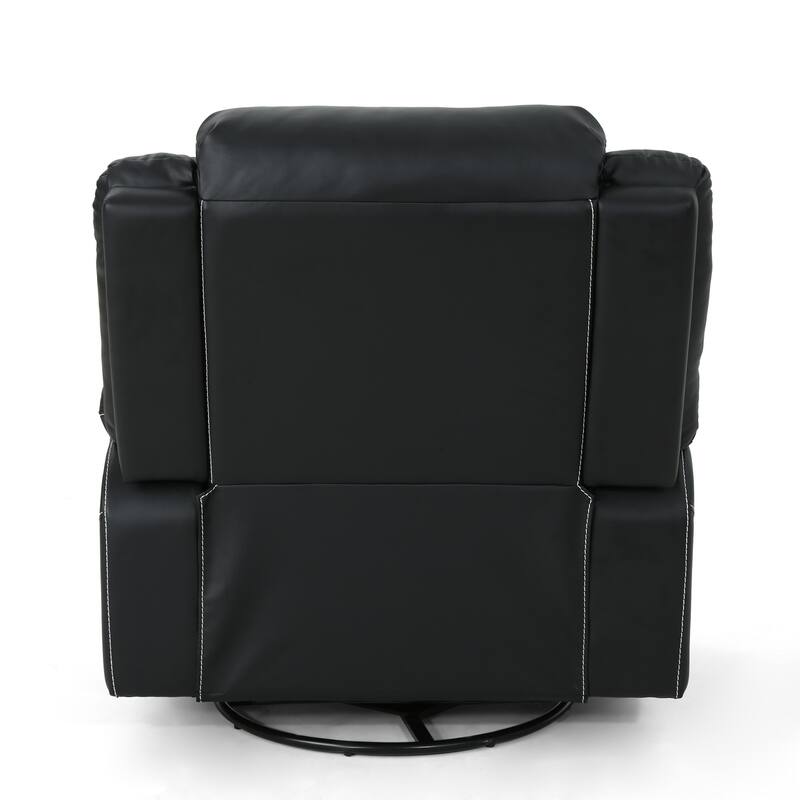 Living Room Swivel Manual Recliner 39" Wide Faux Leather Upholstered Recliner Chair with Metal Base for Bedroom, Office