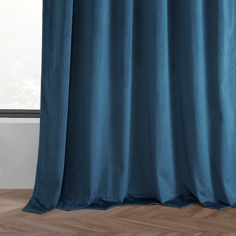 Exclusive Fabrics Basic Deluxe Velvet Room Darkening Curtain Pair - 2 Panels Window Curtains