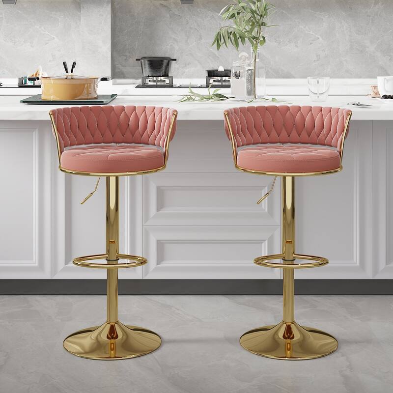 VECELO Set of 4 Bar Stools Adjustable Swivel with Metal Frame Modern Bar Stools with Back for Dining Room