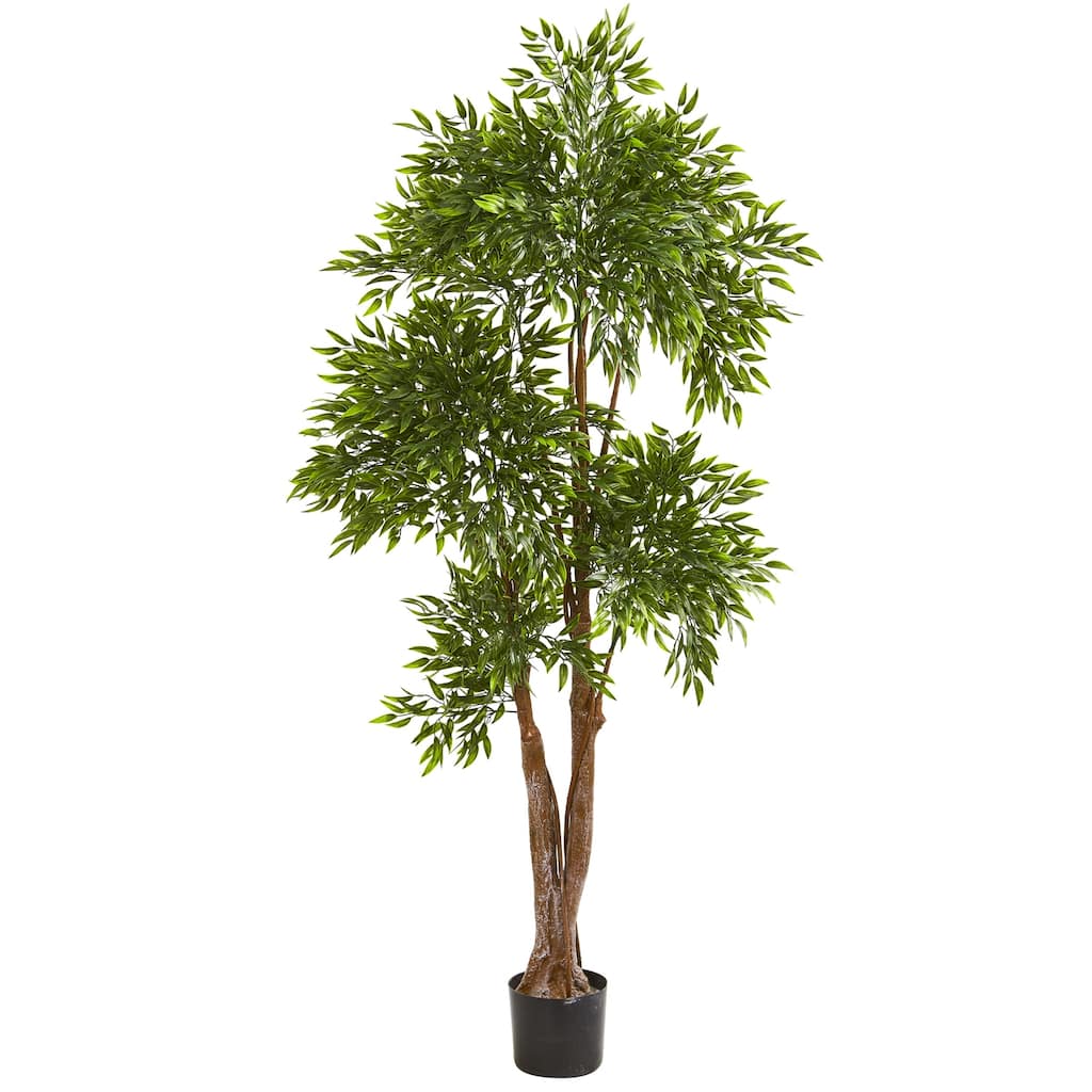 Artificial Ruscus Tree 69 Inch Indoor Outdoor Southwestern Decor Realistic Green Foliage - 61 Inches and Over