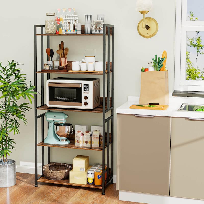 Costway 1/2 PCS 5 Tier Bookshelf 62" Tall Bookcase with Tiltable