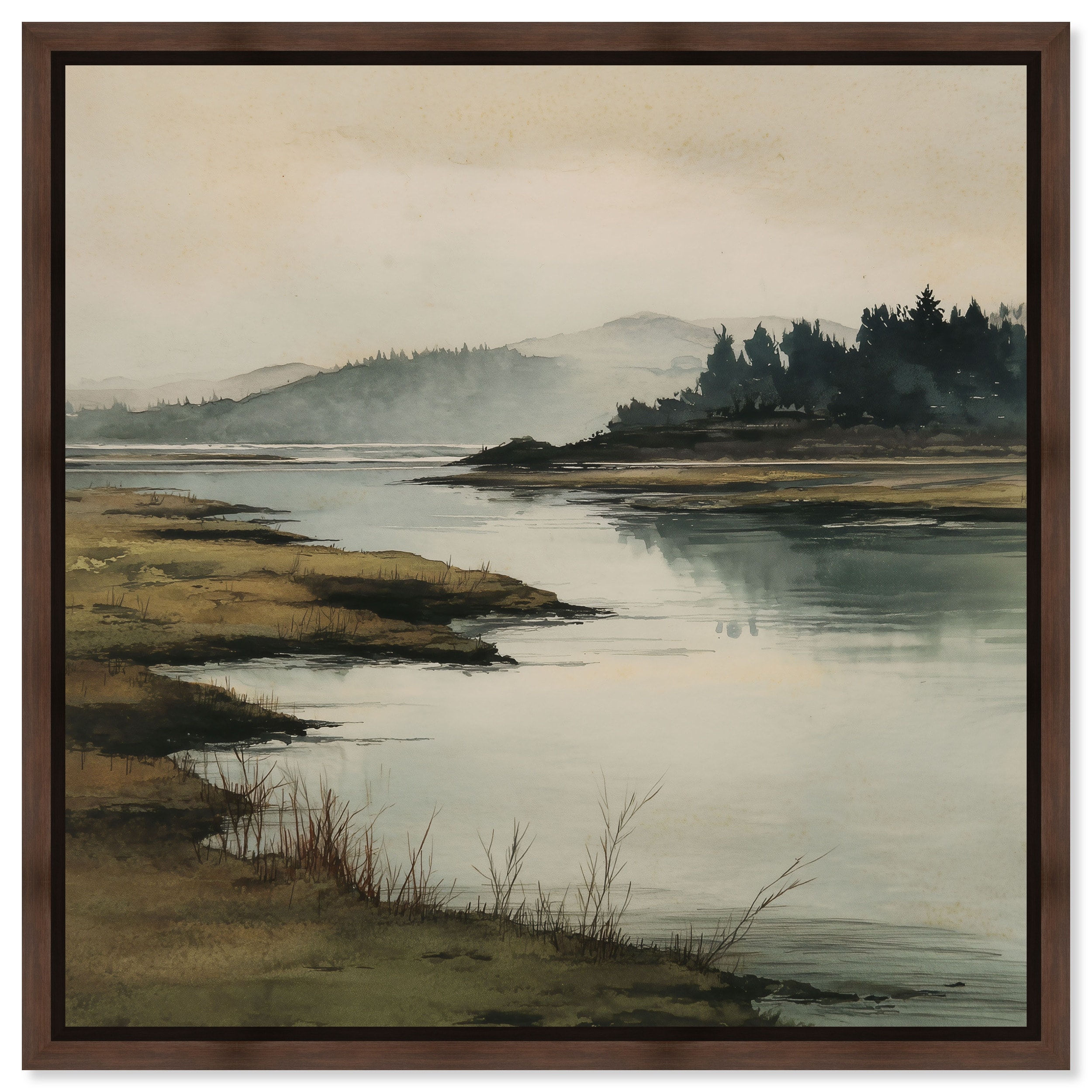 Hazy Highlands I Vintage Wall Art Framed Canvas Print by Art Remedy