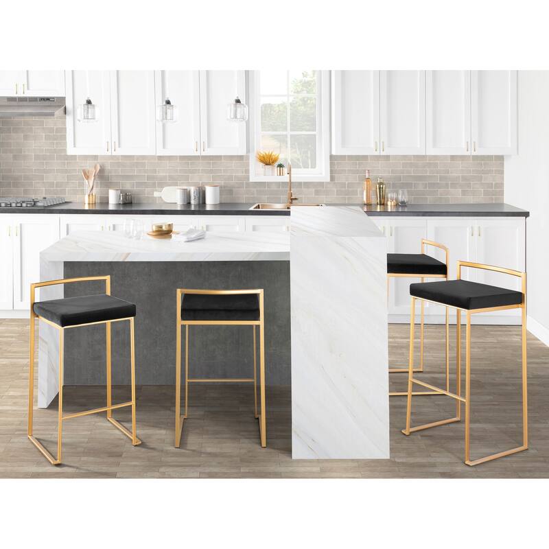 Silver Orchid Forrest Gold Stackable Fully Welded Counter Stool (Set of 2)