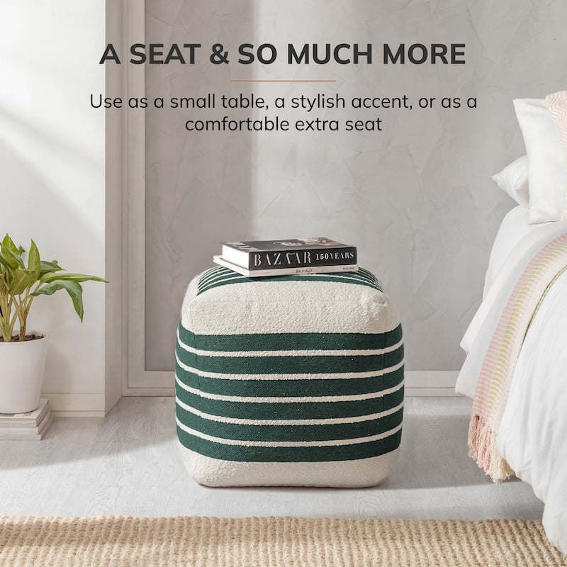Jani 20-inch Ottoman Pouf - Handcrafted Handmade Ottoman for Seating, Footrest, Home Decor for Living Room, Bedroom