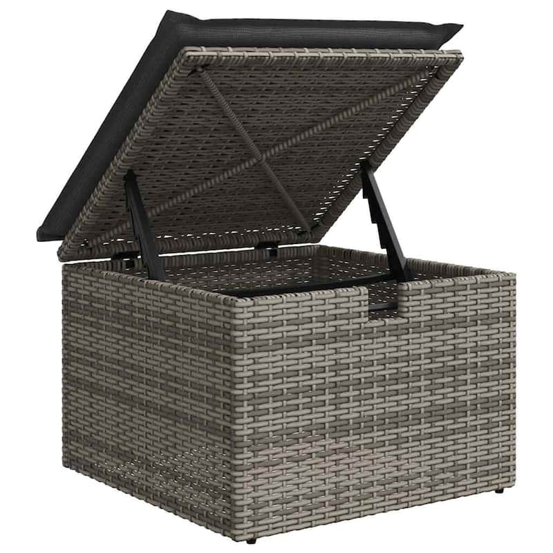vidaXL Patio Sofa Set with Cushions Outdoor Furniture 6 Piece Poly Rattan - 21.7 x 39.4 x 28.7 in