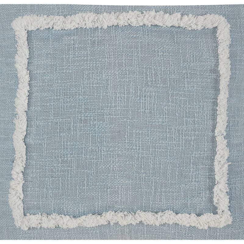 20" Blue and White Tufted Square Throw Pillow