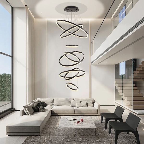 Modern 8 Ring Led Chandelier Foyer Chandeliers Large Chandeliers for High Ceilings On Sale Bed Bath Beyond 39946156