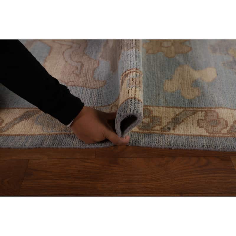 Floral Vegetable Dye Oushak Turkish Area Rug Hand-Knotted Wool Carpet - 9'1" x 11'8"