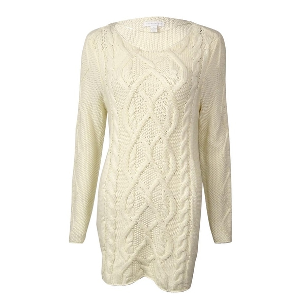 Charter Club Women's Scoop Neck Cable Knit Sweater - l