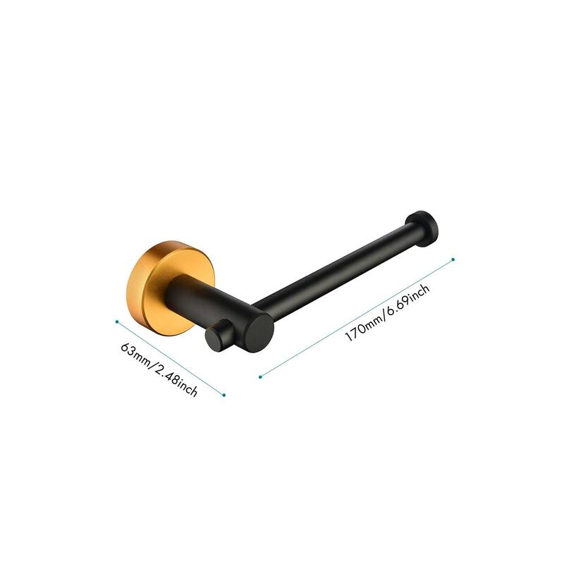 6 Piece Wall Mount Bathroom Towel Rack Set In Matte Black Gold Accent - Gold+Matte Black