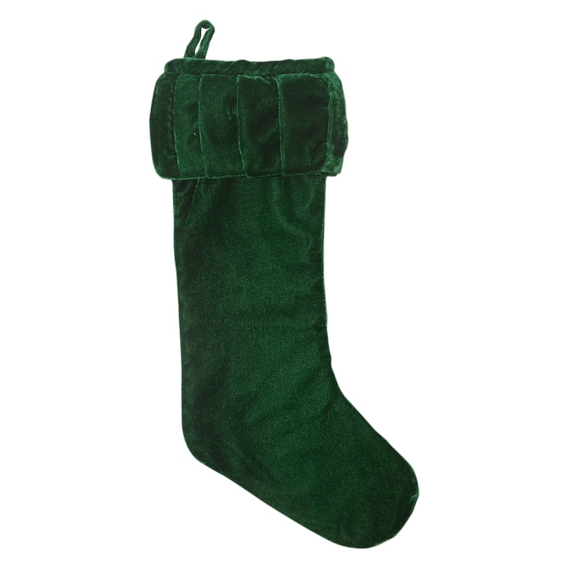 Vickerman 8" x 19" Plush Emerald Green Velvet Christmas Stocking.