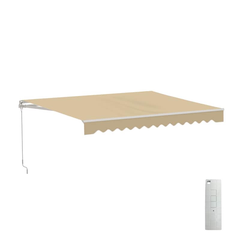 ALEKO Caribbean Motorized Patio Awning - White Frame - Desert Sand - 16 x 10 Feet