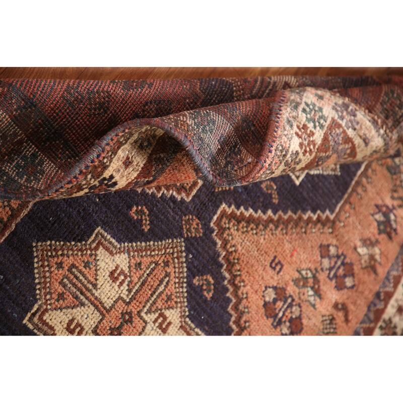 Tribal Pink Shiraz Persian Vintage Area Rug Handmade Wool Carpet - 3'7"x 4'7"