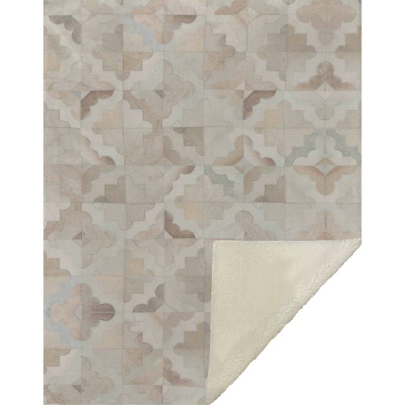 Premium Machine Washable ASB103 Faux Cowhide Sherpa Throw Blanket