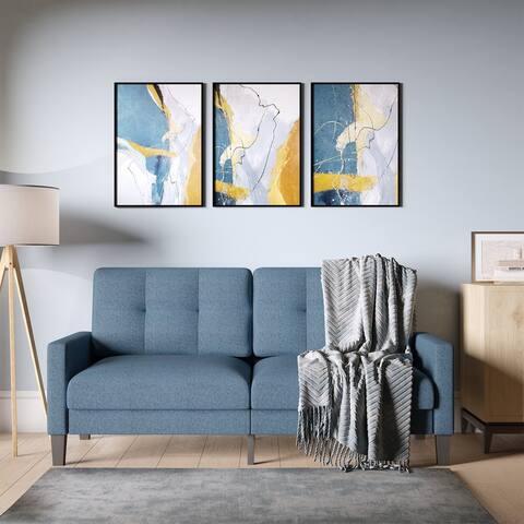 BELLEZE Harper Modern Upholstered Fabric Sofa For 2-3 People, 3 Colors