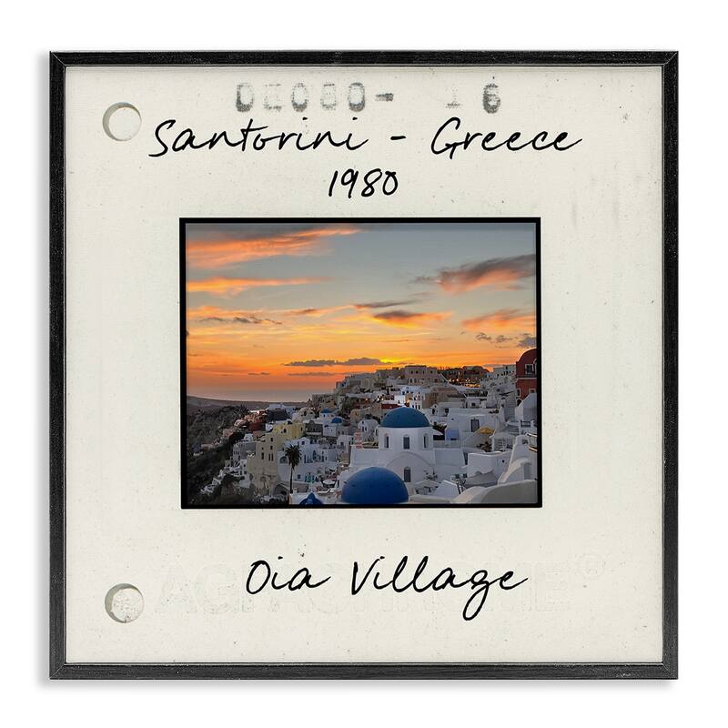Stupell Greece Travel City View Framed Giclee Art Design By Val Rhodes - 12 x 12 - Black