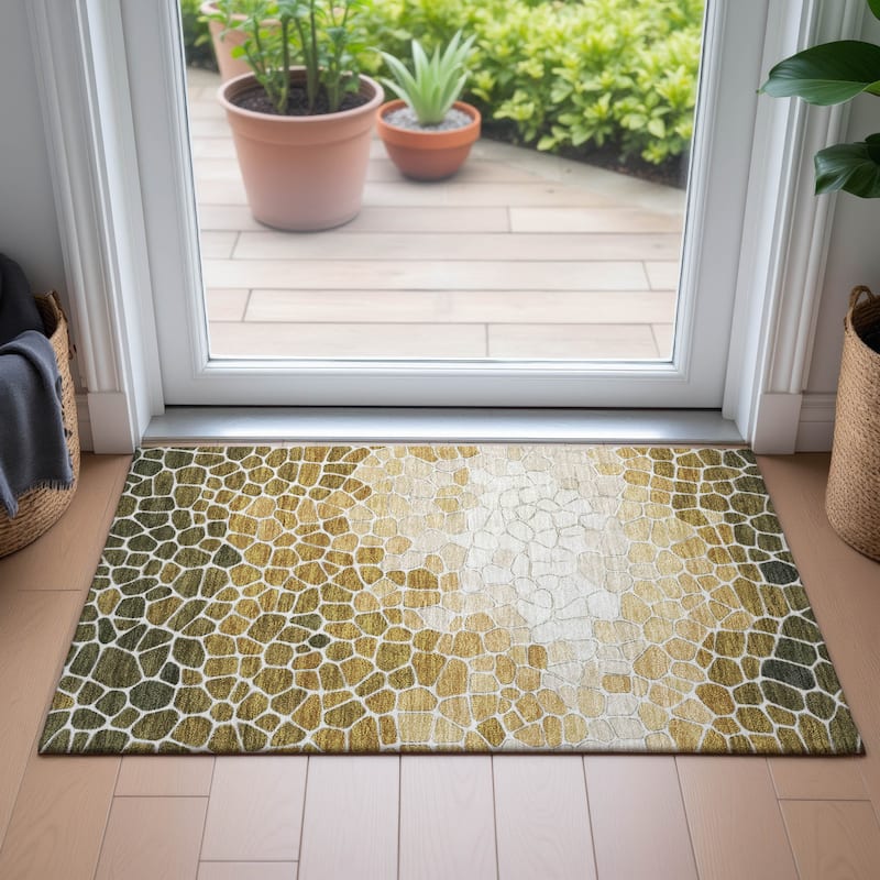 Machine Washable Indoor/Outdoor Contemporary Ombre Chantille Rug