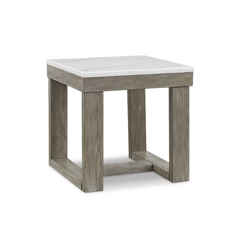 Signature Design by Ashley Loyaska Grayish Brown / Ivory Square End Table - 24"W x 24"D x 24"H