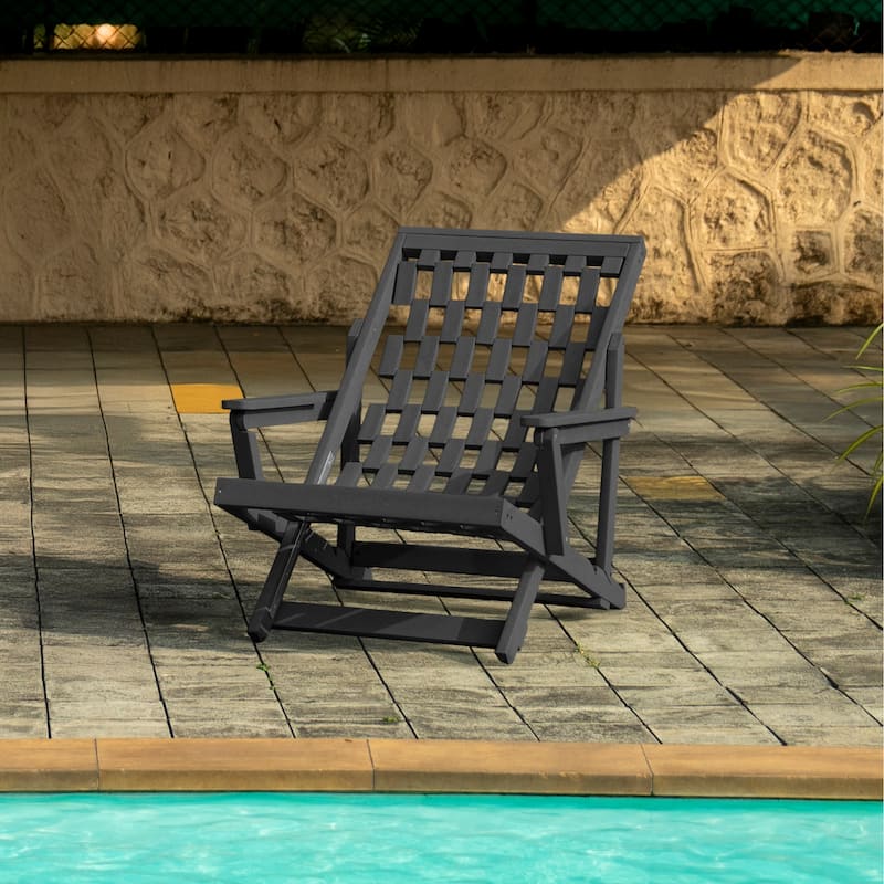 Aspen Fully Assembled All-Weather Outdoor Folding Lounge Chair and Table Set - 3-piece