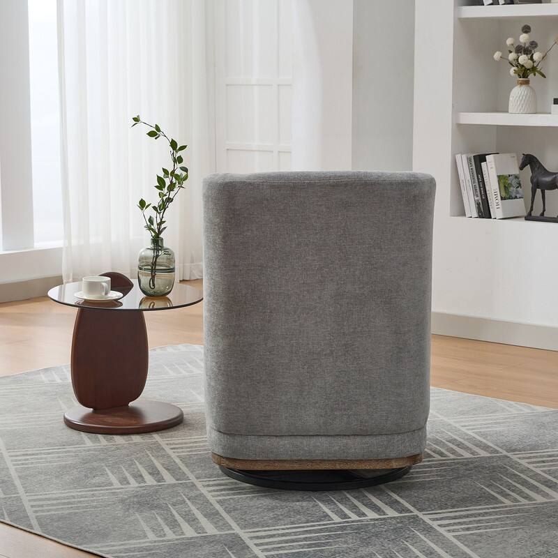 25.2" Wide Modern Chenille Upholstered Armless Metal Base 360° Swivel Chair with Pillow