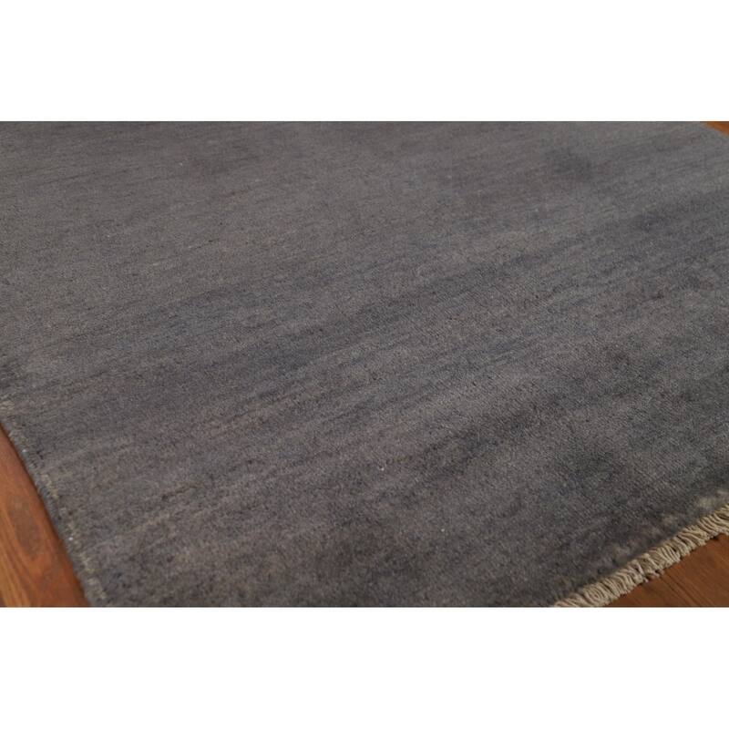 Gray & Blue Gabbeh Modern Foyer Rug Handmade Wool Carpet - 3'5"x 4'10"