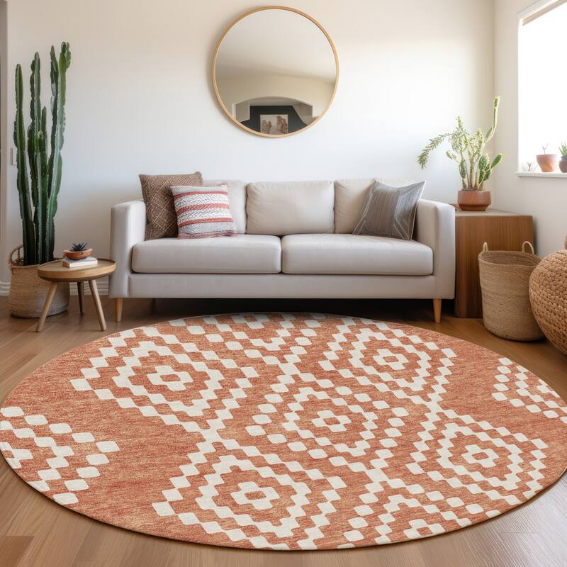 Premium Washable Super Soft Moroccan Modern Mayfield Rug - Salmon - 8' x 8'