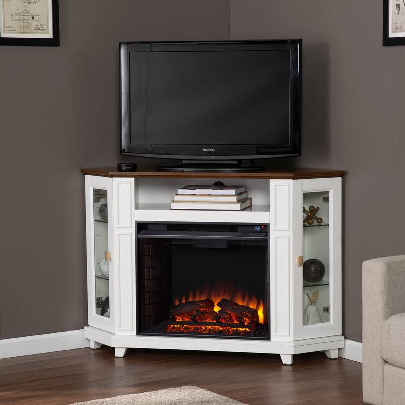 SEI Furniture Daventry Transitional White Wood Electric Fireplace