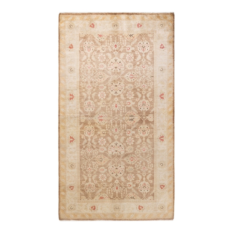 Overton Hand Knotted Wool Traditional Oriental Brown Area Rug - 5' x 8' - Walnut - 5' x 8'
