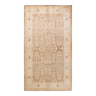 Overton Hand Knotted Wool Traditional Oriental Brown Area Rug - 5' x 8'