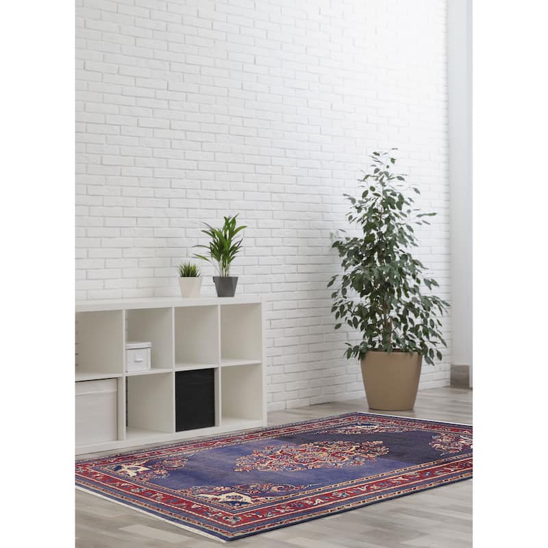 ECARPETGALLERY Hand-knotted Andelz Navy Wool Rug - 4'2 x 8'0