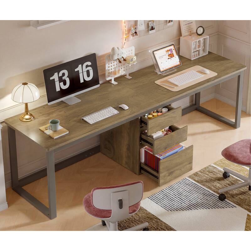 78.7 Inch Extra Long 2 Person Computer Desk with 3 Drawers - On Sale ...