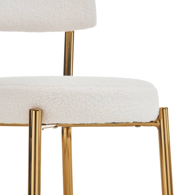 Set Of 4 Modern Teddy Fabric Upholstered Bar Stools - Metal Base High Stool - Suitable For Kitchen