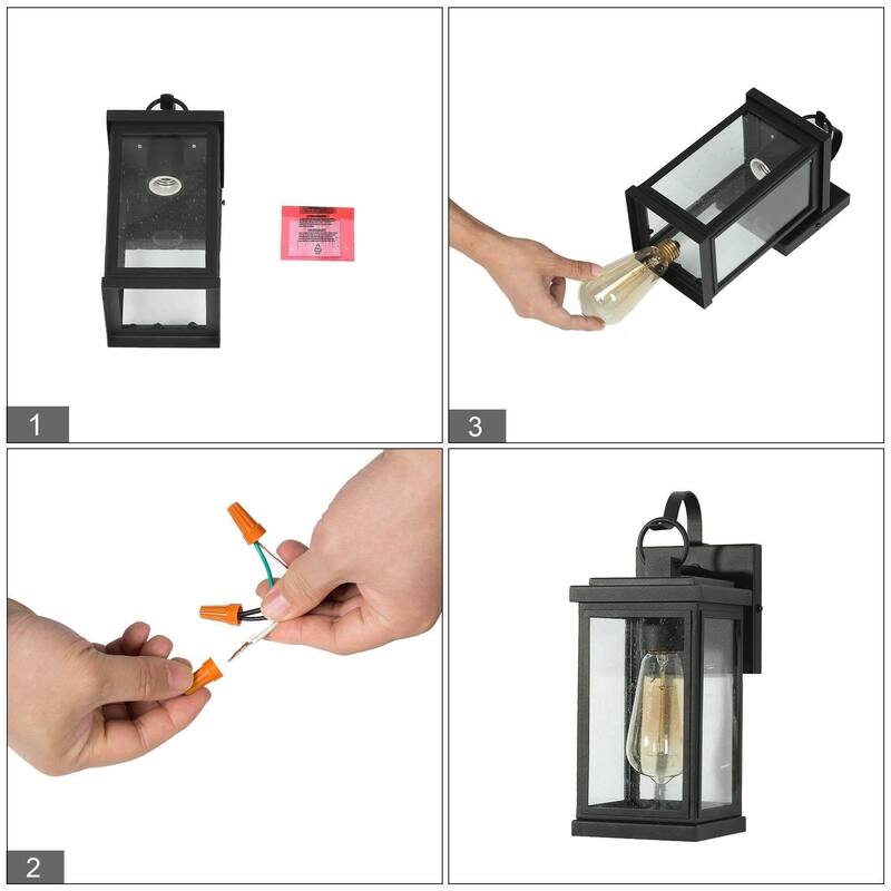Bern Mid-Century Modern Black 1-Light Outdoor Lantern Wall Sconce - L 5.1" x W 6.3" x H 12.2"