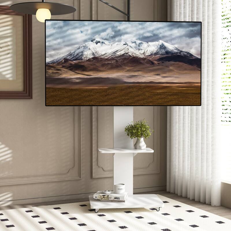 Mobile TV Cart for 32-75 inches,Floor Stand with Mount on Lockable Wheels