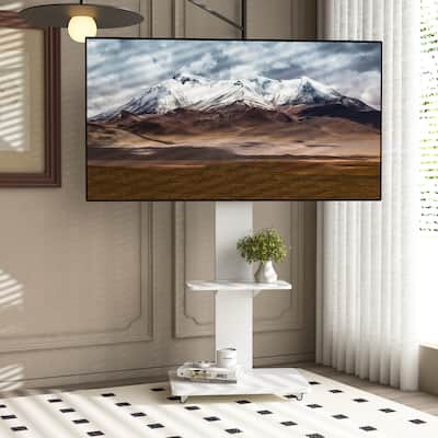 Mobile TV Cart for 32-75 inches,Floor Stand with Mount on Lockable Wheels