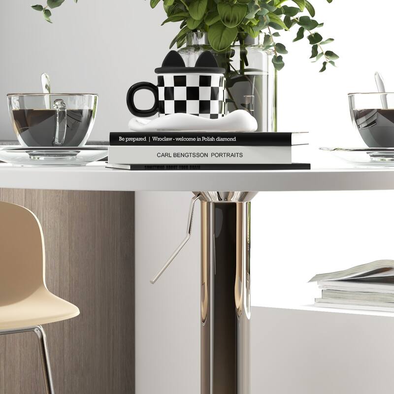 Adjustable Bar Table with Round Swivel Top for Home Bar
