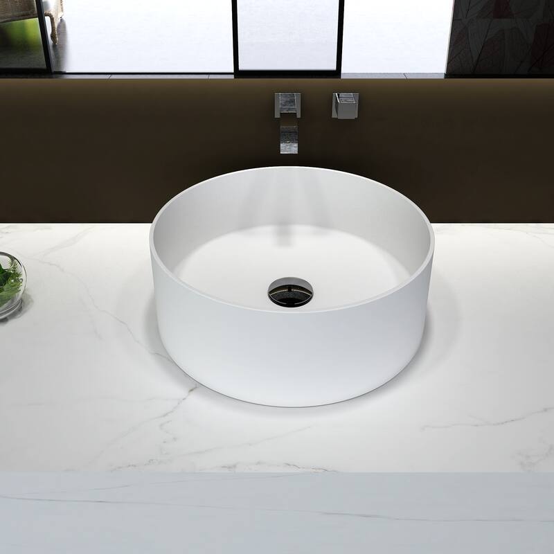 Modern Round Vessel Sink Premium Stone Resin Bathroom Centerpiece
