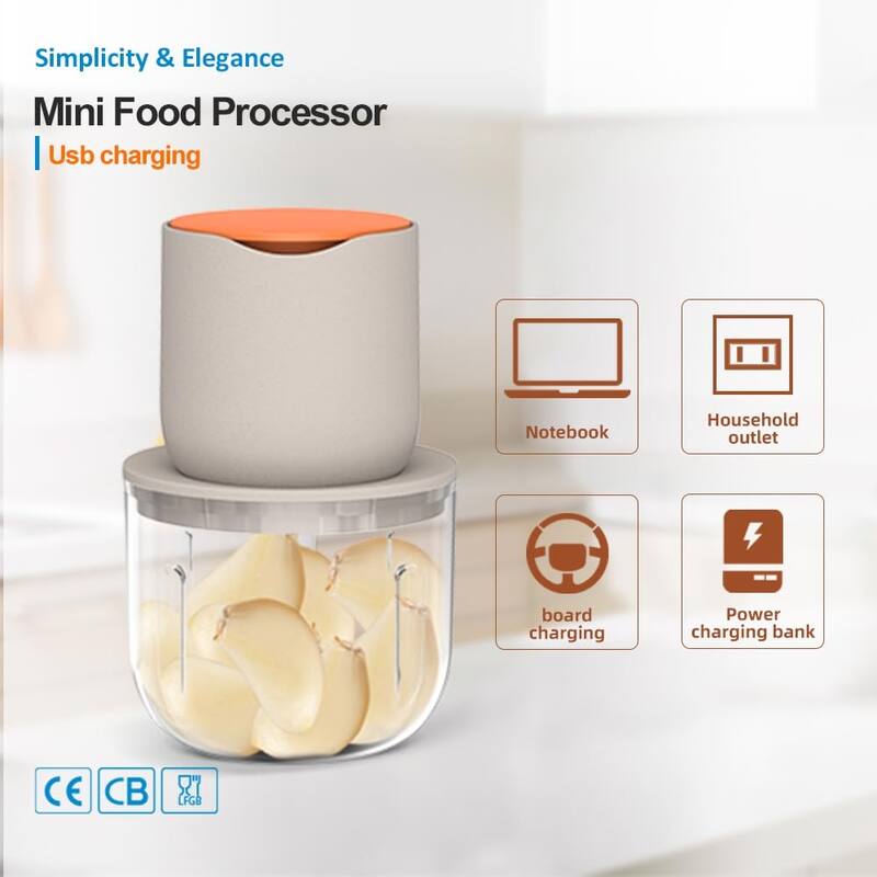 Wireless Electric Food Processor，600ML Small Electric Food Chopper For Meat,Onions,vegetables