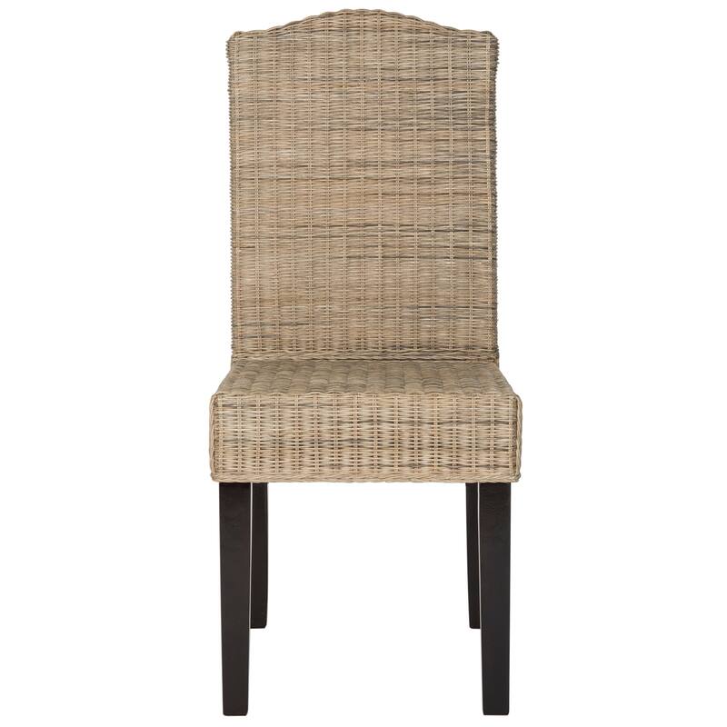 SAFAVIEH Margreet Grey Wicker Dining Chair (Set of 2) - 17.3" x 22" x 38.5" - 17"Wx22"Dx39"H - Grey