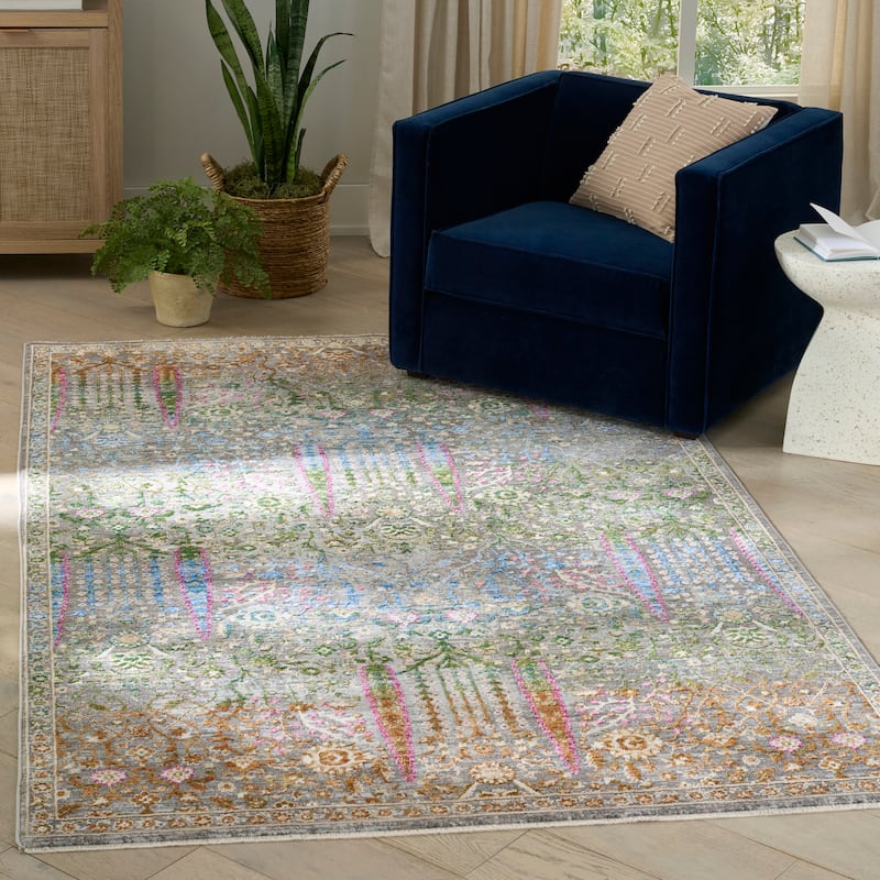 Nourison Quaint Harmony Indoor only Blue Floral Area Rug - Blue/Multicolor - 5'3" x 7'6"