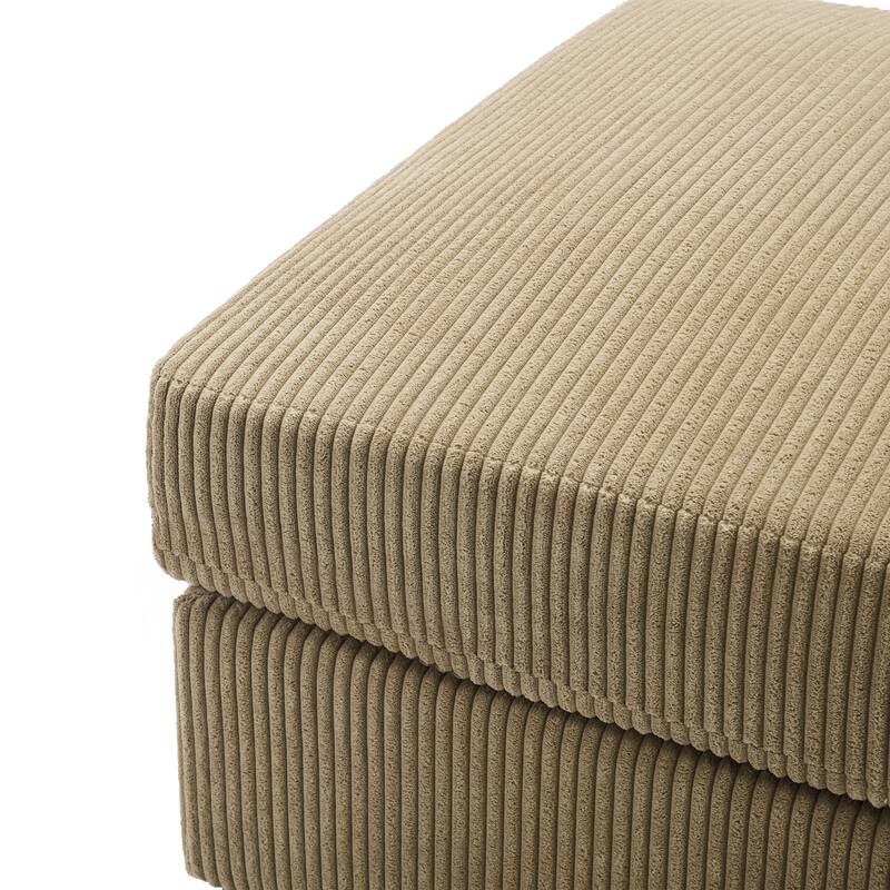 Modern Rectangle Oversized Stripe Corduroy Ottoman