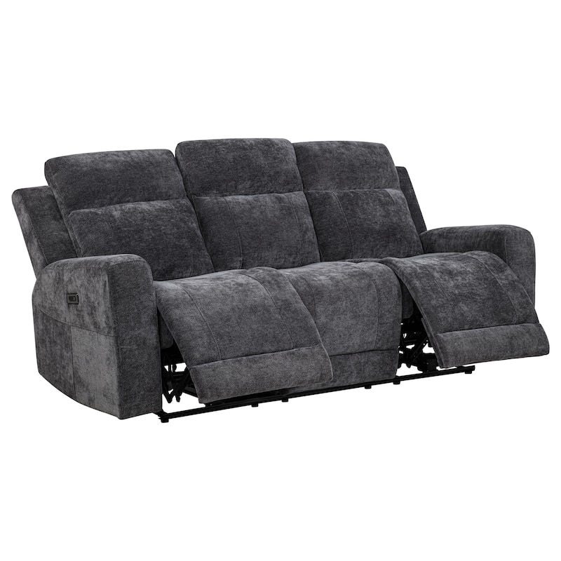 Kennett Chenille Upholstered Power Reclining Sofa - Dark Grey