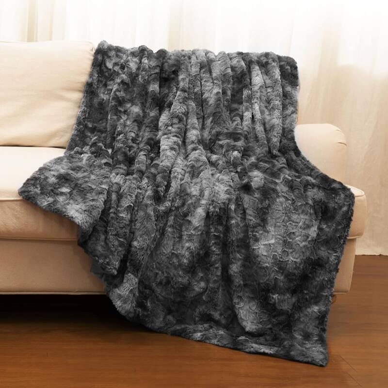 Cheer Collection Ultra Soft and Cozy Multi Colored Throw Blanket - 50x60 - White and Grey