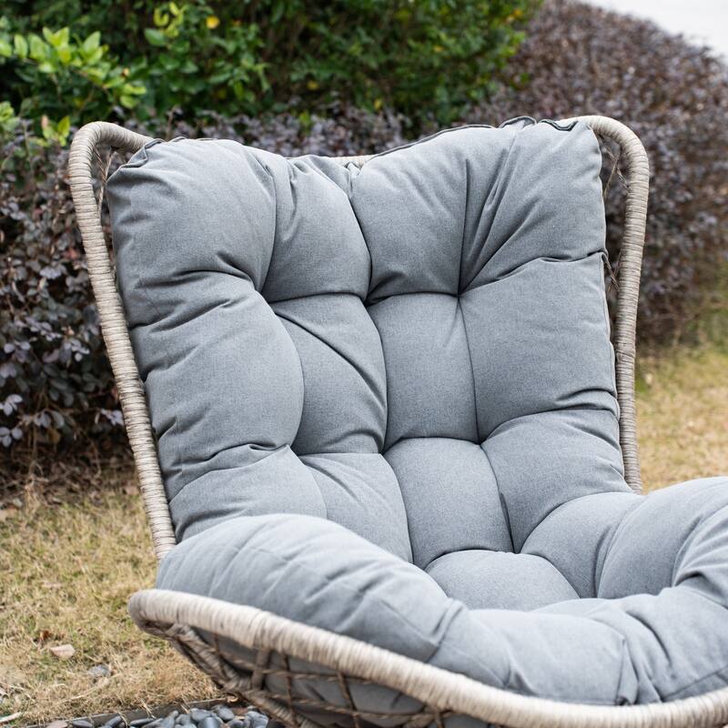 35.83" Outdoor Rocking Chair with Padded Cushion