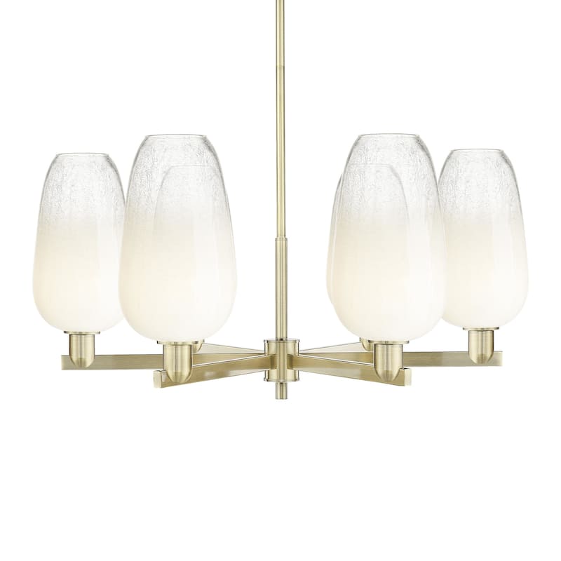 Innovations Lighting 716-6CR-17-24 Brookhaven Flute Chandelier - Antique Brass / Opal